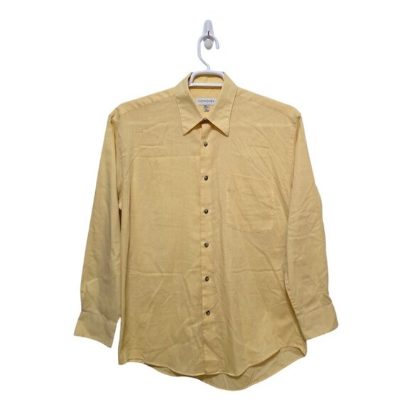 Yves Saint Laurent Yellow Cotton Blend Button Down Long Sleeve Shirt Sz M - Picture 1 of 8